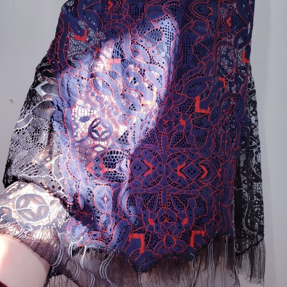 $1,065 NEW JONATHAN SIMKHAI Navy Black Cocktail Mini Dress Lace Fringed Hemline - Picture 9 of 12